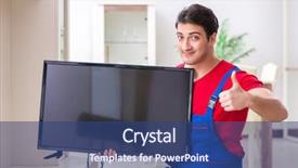  Presentation with engineering engineer or safety officer - Slide deck having television engineering - professional repair engineer repairing broken background and a ocean colored foreground