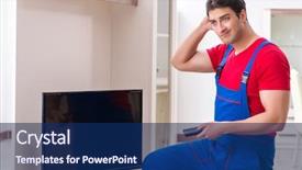  Presentation with engineering desk of civil engineer - Presentation having television engineering - professional repair engineer repairing broken background and a  colored foreground