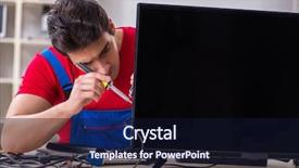  Presentation with professional - PPT layouts with television engineering - professional repair engineer repairing broken background and a wine colored foreground