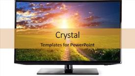  Presentation with monitor stakeholder - Slide set enhanced with television hd - 4k monitor isolated on white background and a gold colored foreground