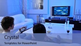  Presentation with documentary - Slides with television hd - two boys watching underwater documentary background and a teal colored foreground