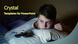  Presentation with television watching - Presentation theme with television in bed at night background and a wine colored foreground