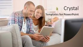  Presentation with television - Slide set enhanced with mt ranier and tacoma port with cranes and open double bridge background and a light blue colored foreground.