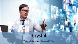  Presentation with video - Theme having television montage - concept of streaming video background and a  colored foreground