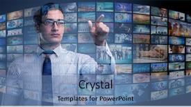  Presentation with video - Cool new slides with television montage - concept of streaming video backdrop and a  colored foreground