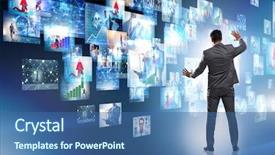  Presentation with live video streaming - PPT layouts consisting of television montage - concept of streaming video background and a ocean colored foreground