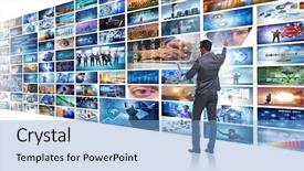  Presentation with cinematography video movie cinema concept - Theme with television montage - concept of streaming video background and a light blue colored foreground