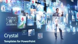  Presentation with video - Presentation design having television montage - concept of streaming video background and a ocean colored foreground