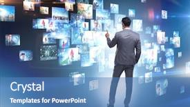  Presentation with video - Audience pleasing presentation theme consisting of television montage - concept of streaming video backdrop and a teal colored foreground