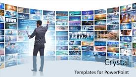  Presentation with video - Colorful presentation theme enhanced with television montage - concept of streaming video backdrop and a light blue colored foreground