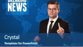  Presentation with breaking news - PPT theme enhanced with television presenter in front telling background and a ocean colored foreground
