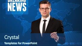  Presentation with breaking news - Theme featuring television presenter in front telling background and a ocean colored foreground