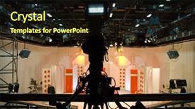  Presentation with studio lights - Audience pleasing slide deck consisting of television production - tv studio with camera backdrop and a wine colored foreground