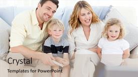  Presentation with thank you family - Slide deck featuring television programms - adorable family watching tv background and a mint green colored foreground