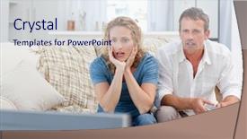  Presentation with living room - Colorful slides enhanced with television programms - lovers watching tv backdrop and a  colored foreground