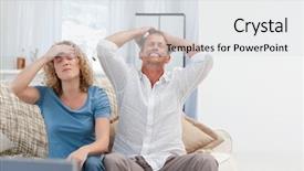  Presentation with living room - Presentation theme featuring television programms - lovers watching tv background and a  colored foreground