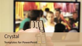  Presentation with remote - Slide set with television remote control changes channels background and a coral colored foreground