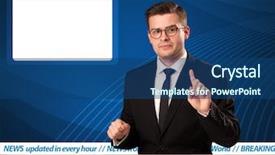  Presentation with news reporter - PPT theme having television reporter telling breaking news background and a ocean colored foreground