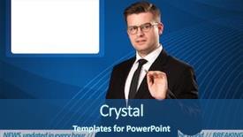  Presentation with news reporter - Audience pleasing PPT layouts consisting of television reporter telling breaking news at his studio desk with copy space concept backdrop and a ocean colored foreground