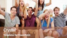  Presentation with solidago sport - Cool new presentation theme with television sports - friends watching sport celebrating goal backdrop and a  colored foreground