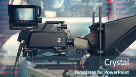  Presentation with lights camera action - Slides with television studio with camera background and a ocean colored foreground