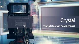  Presentation with studio lights - Audience pleasing slides consisting of television studio with camera backdrop and a ocean colored foreground
