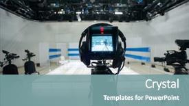  Presentation with television - Slide set featuring television studio with jib camera background and a seafoam green colored foreground
