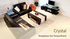  Presentation with orange biscuit - Cool new slide deck with television theme - orange and brown interior backdrop and a  colored foreground