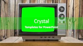  Presentation with green screen - Colorful PPT theme enhanced with 1980s - vintage portable television with chroma backdrop and a shamrock green colored foreground
