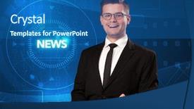  Presentation with tehnology - Beautiful slide set featuring televison presenter telling the news backdrop and a ocean colored foreground