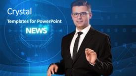  Presentation with tehnology - Theme consisting of televison presenter telling the news background and a ocean colored foreground