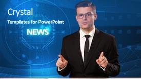  Presentation with tehnology - Slides enhanced with televison presenter telling the news background and a ocean colored foreground