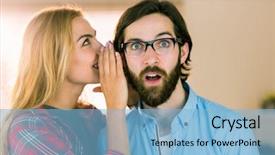  Presentation with drive team - Theme having tell secret - creative team gossiping in casual background and a light blue colored foreground