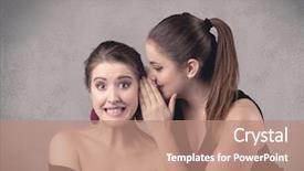  Presentation with fancy dress - Slide set with tell secret - two fancy dressed actress girls background and a coral colored foreground