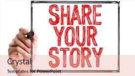  Presentation with story - Presentation theme having tell truth - hand with marker writing share background and a coral colored foreground