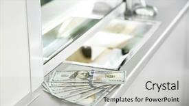  Presentation with time value of money - Theme enhanced with teller - money on surface near cash background and a light gray colored foreground