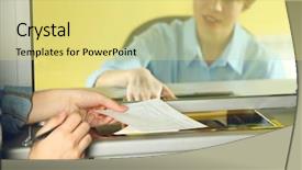  Presentation with working - Amazing slide set having teller window with working cashier backdrop and a  colored foreground