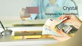  Presentation with bank teller - Amazing PPT layouts having teller window with working cashier backdrop and a light blue colored foreground