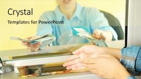  Presentation with working - Cool new slides with teller window with working cashier backdrop and a  colored foreground