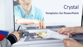  Presentation with tarot cards on fortune teller - Colorful presentation design enhanced with teller window with working cashier backdrop and a sky blue colored foreground