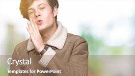  Presentation with special education young adult man - Presentation design consisting of telling secret rumor whispering malicious background and a  colored foreground