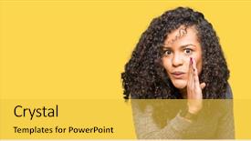  Presentation with real woman hair texture human - Slide deck enhanced with telling secret rumor whispering malicious background and a  colored foreground