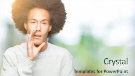  Presentation with african american in technology - Theme featuring telling secret rumor whispering malicious background and a  colored foreground