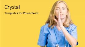  Presentation with medical hand - Amazing presentation design having telling secret rumor whispering malicious backdrop and a yellow colored foreground