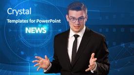  Presentation with tehnology - Slide deck enhanced with telling the news with tehnology background and a ocean colored foreground