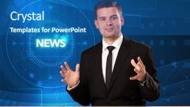  Presentation with tehnology - Audience pleasing PPT theme consisting of telling the news with tehnology backdrop and a ocean colored foreground