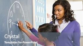  Presentation with teacher - Presentation enhanced with telling time - teacher and female student background and a gray colored foreground
