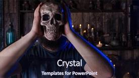  Presentation with face mask - Beautiful slide set featuring tem - male person with skull mask backdrop and a wine colored foreground