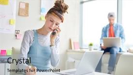  Presentation with hipster girl playing tetris game - Beautiful theme featuring tem - serious concentrated hipster girl backdrop and a light blue colored foreground