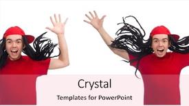  Presentation with young man holdng laptop on lap money - PPT layouts having tem - young man with long dreads background and a coral colored foreground